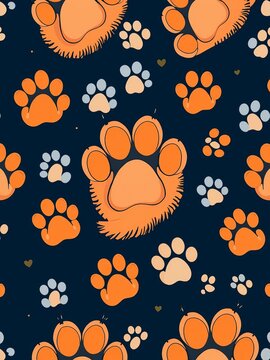 Whimsical cat's paw design wraps around a repeating pattern, cat's paw, ||whimsy