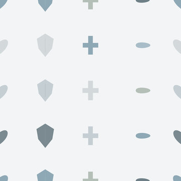 Seamless pattern of medical shields and cross symbols for healthcare and safety concepts