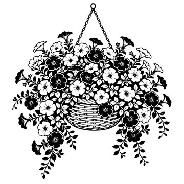 Hanging Basket with Petunias