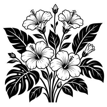 Hibiscus and Tropical Leaves