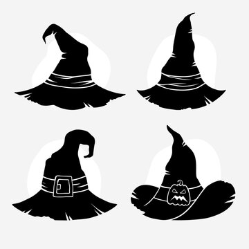 Halloween Witch Hat Silhouette Set