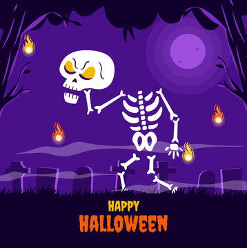 Happy Halloween Skeleton Illustration