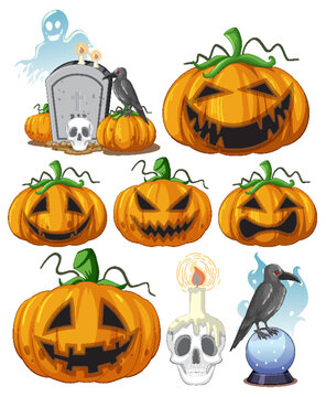 Halloween Pumpkin and Haunted Graveyard Set