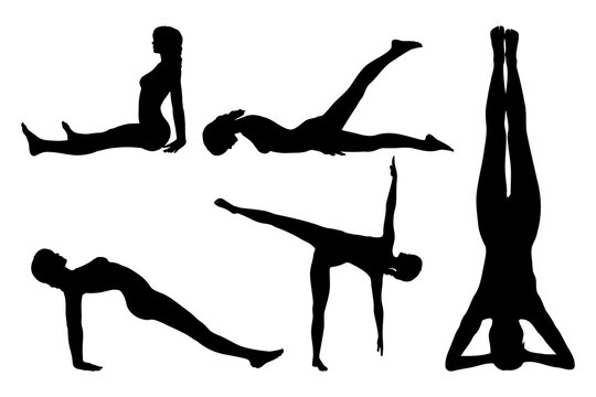 Yoga Pose and Fitness Silhouette Set