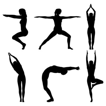 Yoga Exercise Pose Silhouettes