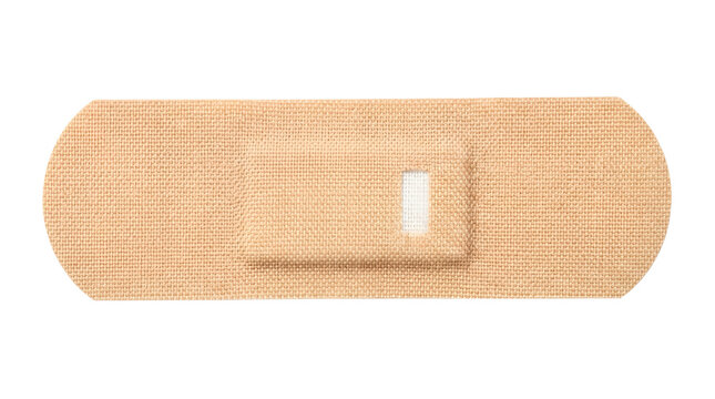 Adhesive bandage strip for first aid wound care on transparent background