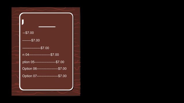 Wooden price list board graphic features coffee shop menu options beside expansive dark copy space.