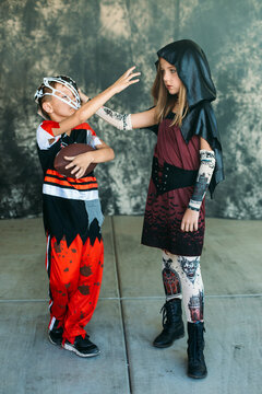 kids in halloween costumes