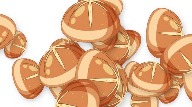 Animated Burst of Fresh Bakery Bread Rolls on White Background