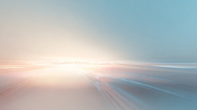 ultra premium technology background, expansive pale blue environment extending toward a distant luminous ivory horizon, subtle flowing dimensional movement suggesting an emerging digital future