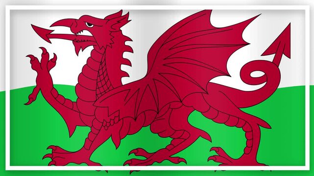 Waving National Flag of Wales Background Animation Loop