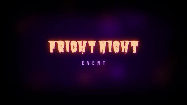 Animated Glowing Fright Night Halloween Event Title on Dark Purple Background