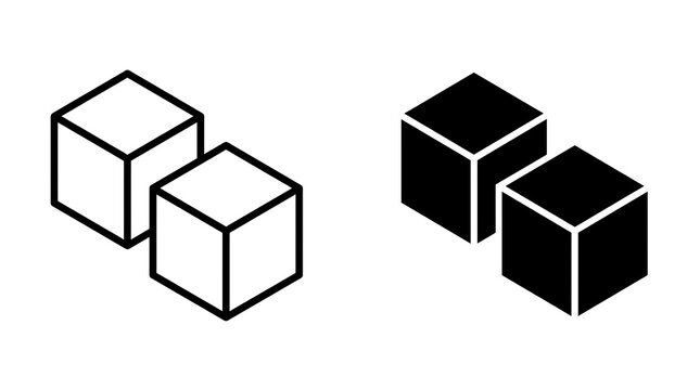 Two geometric squares rendered in both solid black and bold outline styles creating an artistic geometric composition suitable for various creative design projects and educational materials