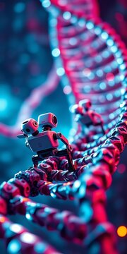 Microscopic robots navigating through DNA helix, ||DNA, DNA double helix