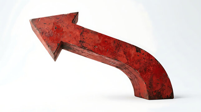 A weathered red pointer indicating a specific direction while standing upright on a flat surface to help viewers navigate through complex visual projects and presentations with clarity