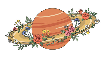 Floral Ringed Planet Illustration © Langsung