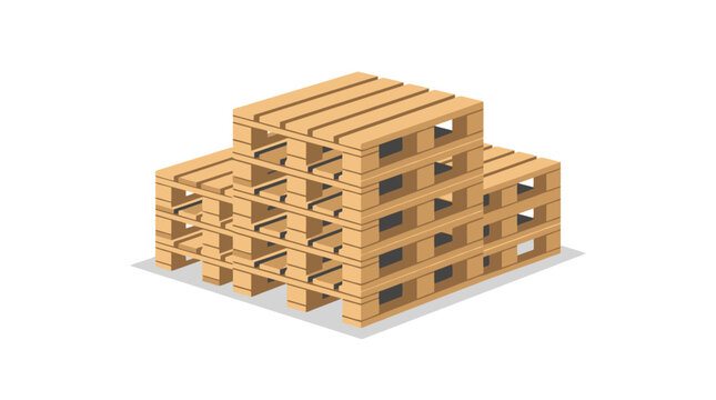 Clean Stack of Wooden Pallets in Light Brown Color Isometric View for Logistics and Storage with high quality professional line art symbols for modern creative design and digital branding projects
