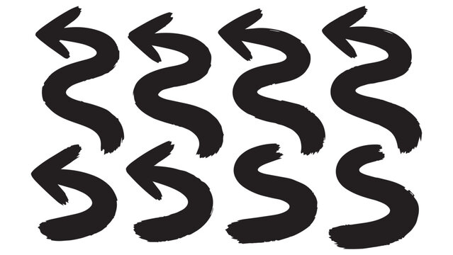 Black squiggly arrow symbols in modern typography style stock photo professional image