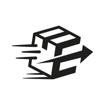 Letter C fast box package delivery logistics logo