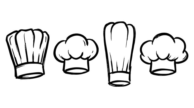 Set of sketch chef hats vector illustration
