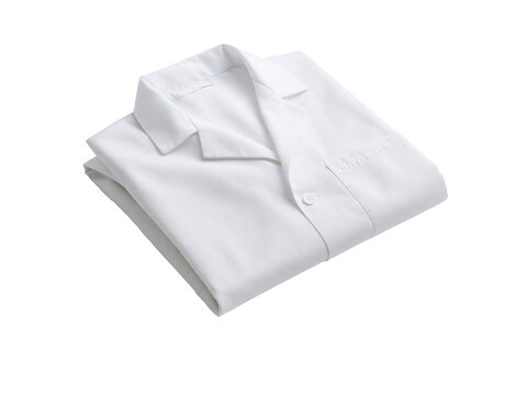 Folded white lab coat or medical uniform isolated on a clean white background