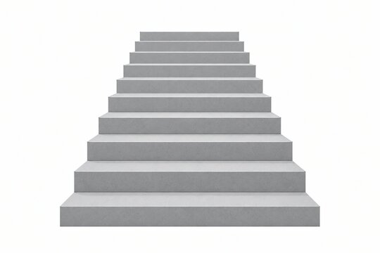 Concrete stone stairs leading up isolated on a plain white background