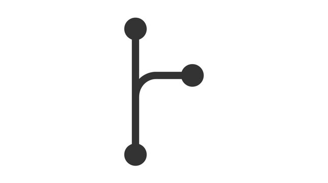 Dark gray branch symbol icon representing software version control systems on a clean white background surface