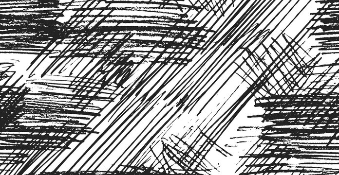 Seamless pattern with gray graphite pencil diagonal hatching. Horizontal background with oblique scribbles. Black and white hand drawn texture png