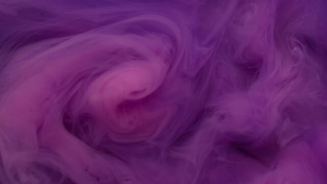 Fume ink. Smoke vortex. Purple violet underwater color stream spiral round blend. Haze liquid texture abstract defocused background.
