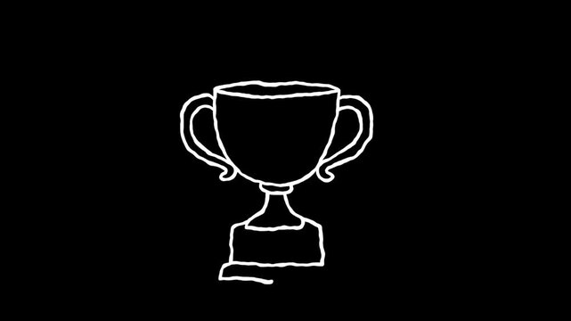 Winning trophy sketch with a star and shimmering sparkles celebrating ultimate success and champion achievement