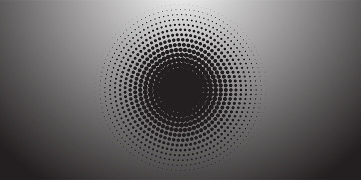 Abstract futuristic halftone pattern. Comic background. Dotted backdrop with circles, dots, point small scale. Design element for web banners, posters, cards, wallpapers, sites. Black and white color