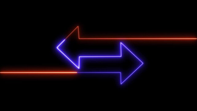 Neon glowing exchange arrows in opposite directions concept