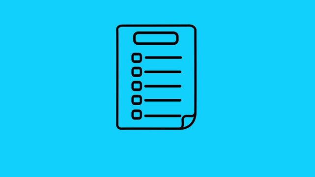 Checklist document icon with checkboxes on bright blue background