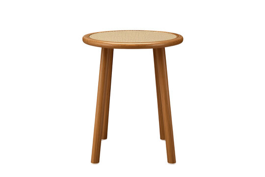 Simple round wooden three leg stool