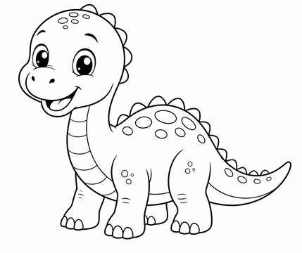 Cute little baby dinosaur standing and smiling isolated on a clean white background