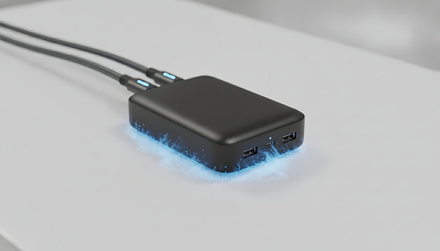 Sleek and modern charging station featuring multiple usb ports on a glossy surface designed for everyday convenience and advanced technology integration
