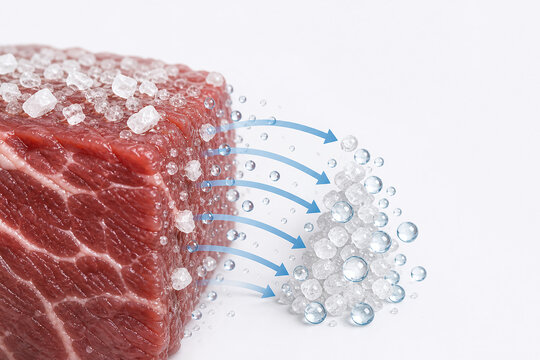 Salt draws moisture from raw meat surface