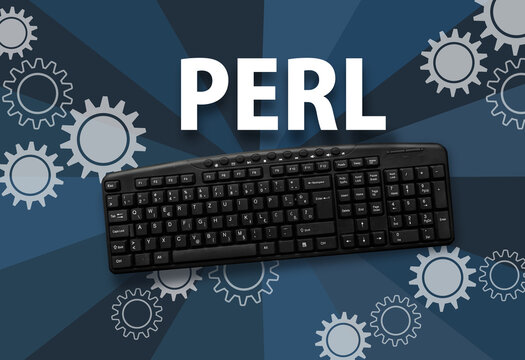 Perl programing language.  PC keyboard and word Perl 
