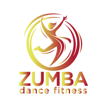 Abstract Circular Zumba Dance Fitness Logo - Swirl Gradient Dancer Icon Graphic
