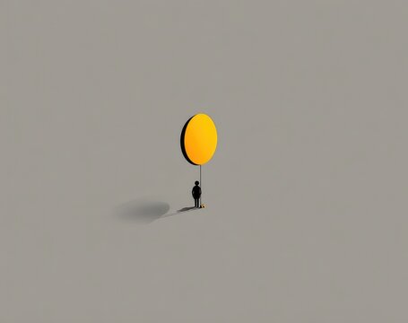 Silhouette figure holds large yellow circle