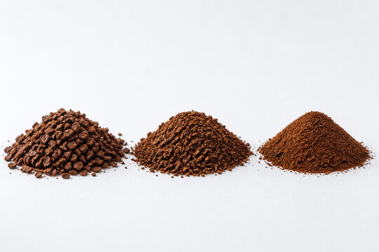 Coffee grind size comparison from coarse to fine