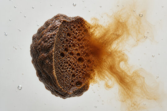 Coffee Particle Dissolving In Hot Water Cutaway
