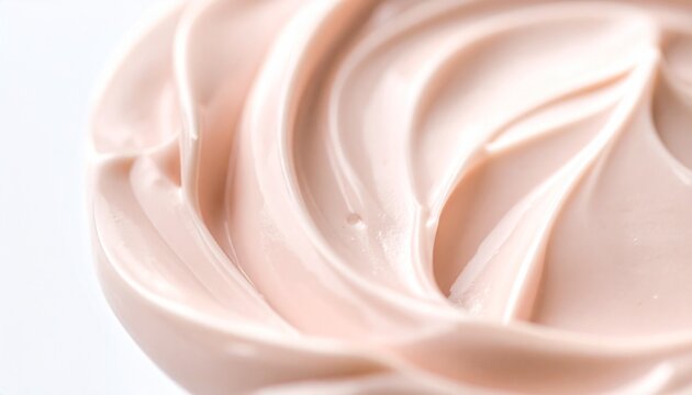 Light beige cosmetic cream swirl close-up