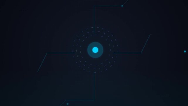 Futuristic HUD digital interface with glowing blue core and data visualization elements