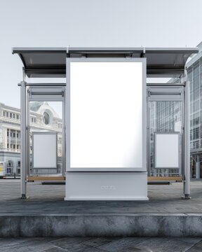 Blank Bus Stop Advertising Billboard Mockup