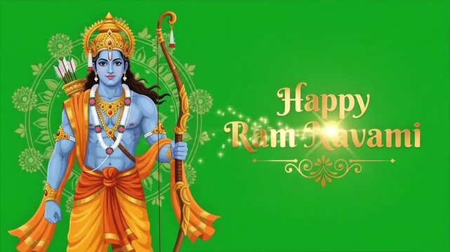 Happy Ram Navami Greeting Featuring Lord Rama Indian Hindu Festival 4k