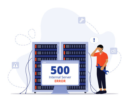 500 internal server error concept illustration. Suitable for landing page, ui, web, App intro card, editorial, flyer, and banner.