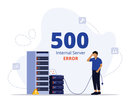 500 internal server error concept illustration. Suitable for landing page, ui, web, App intro card, editorial, flyer, and banner.