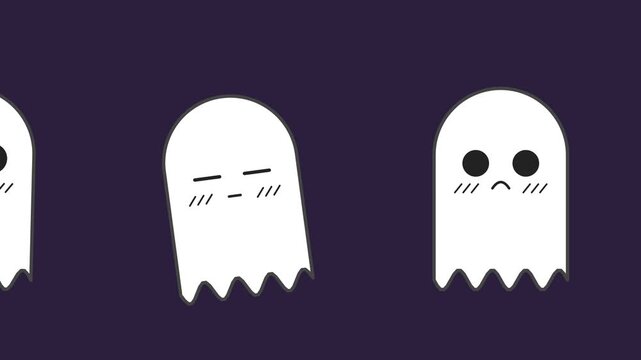 Spooky Halloween Ghost Parade Floating Animation Loop