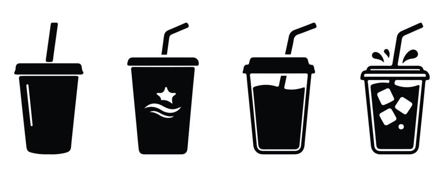 Soda Cup Drink Container for Soft Drinks, Takeaway Beverages and Restaurant Service Vector Illustration